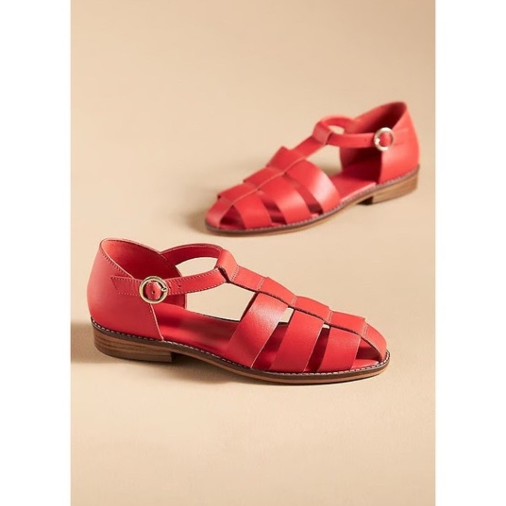 Pilcro Bright Red Leather Sandals